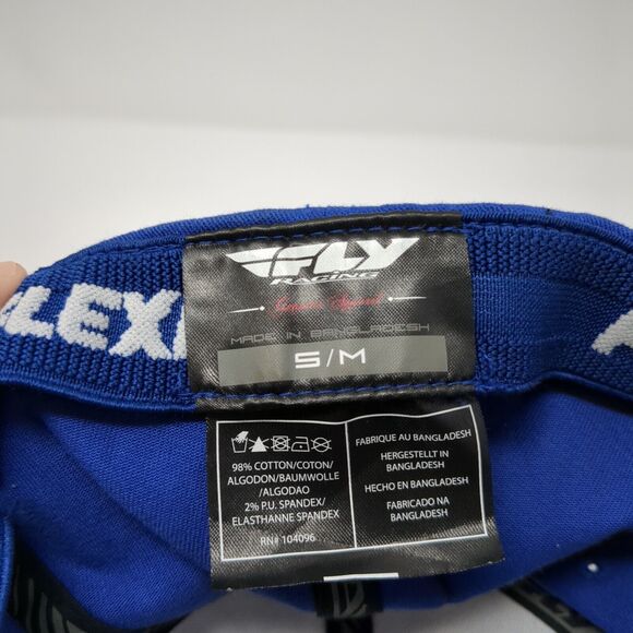 Fly Racing Fitted Hat Blue S/M Flexfit Solid 6 Panel Outdoor Stretch - Picture 8 of 8